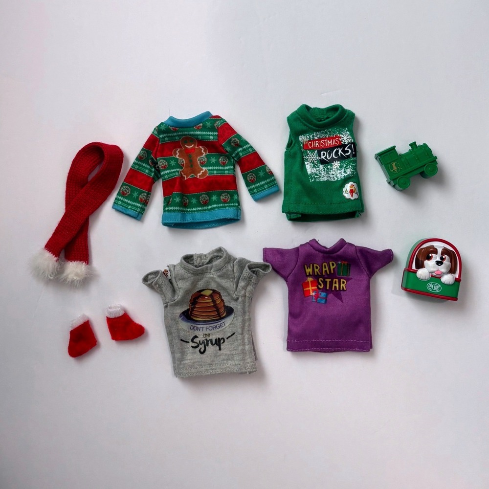 Elf on the Shelf Christmas Doll Clothing & Accessory Lot Scarf Booties Tops